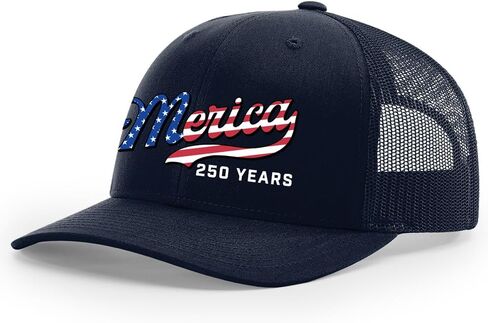 Trenz Shirt Company Men's Patriotic USA Flag Filled 'Merica Beer Logo 250 Years Embroidered Mesh Back Trucker Hat in Kuwait