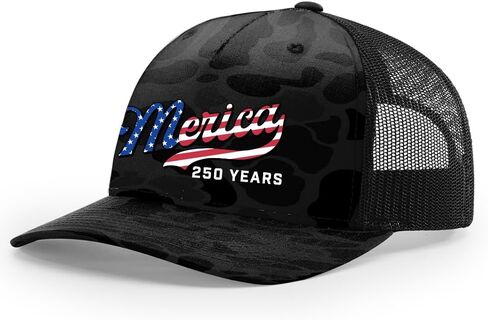 Trenz Shirt Company Men's Patriotic USA Flag Filled 'Merica Beer Logo 250 Years Embroidered Mesh Back Trucker Hat in Kuwait