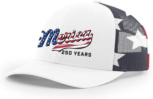 Trenz Shirt Company Men's Patriotic USA Flag Filled 'Merica Beer Logo 250 Years Embroidered Mesh Back Trucker Hat in Kuwait