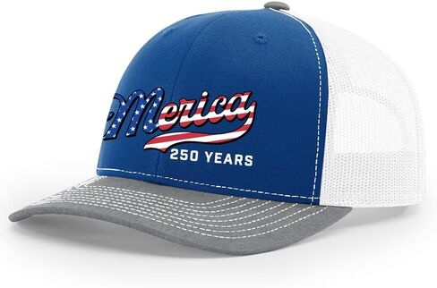 Trenz Shirt Company Men's Patriotic USA Flag Filled 'Merica Beer Logo 250 Years Embroidered Mesh Back Trucker Hat in Kuwait