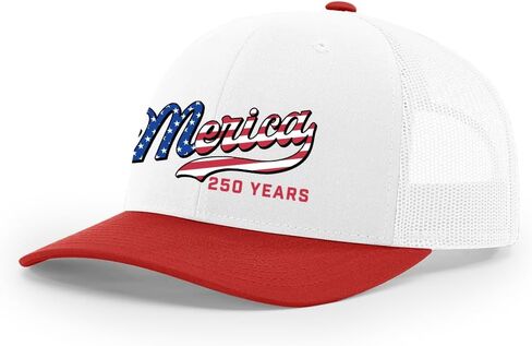 Trenz Shirt Company Men's Patriotic USA Flag Filled 'Merica Beer Logo 250 Years Embroidered Mesh Back Trucker Hat in Kuwait