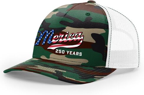 Trenz Shirt Company Men's Patriotic USA Flag Filled 'Merica Beer Logo 250 Years Embroidered Mesh Back Trucker Hat in Kuwait