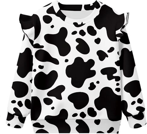 Dreaweet Girls Crewneck Sweatshirt Ruffle Shoulder Tops Lightweight Long Sleeve Sweatshirts for Toddler Youth 1-2T to 7-8Y in Kuwait