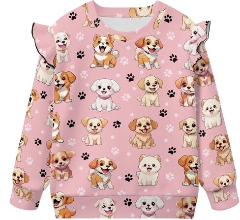 Dreaweet Girls Crewneck Sweatshirt Ruffle Shoulder Tops Lightweight Long Sleeve Sweatshirts for Toddler Youth 1-2T to 7-8Y in Kuwait