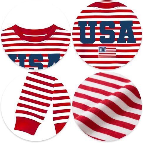 Kids USA Sweatshirt Girls Boys 4th of July Striped Long Sleeves Shirt American Flag Patriotic Pullover Tee Tops in Kuwait