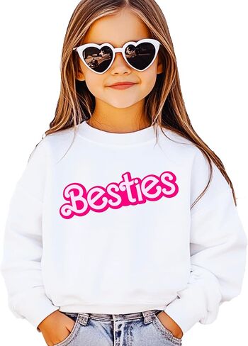 سويت شيرت Olive Loves Apple Besties للفتيات المراهقات والنساء المتطابقين مع بلوفر أفضل صديق باللون الوردي in Kuwait