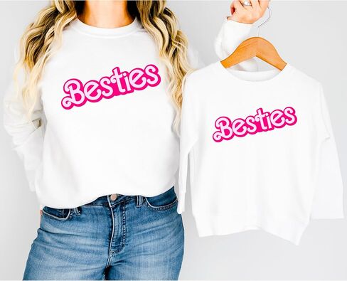 سويت شيرت Olive Loves Apple Besties للفتيات المراهقات والنساء المتطابقين مع بلوفر أفضل صديق باللون الوردي in Kuwait