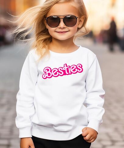 سويت شيرت Olive Loves Apple Besties للفتيات المراهقات والنساء المتطابقين مع بلوفر أفضل صديق باللون الوردي in Kuwait