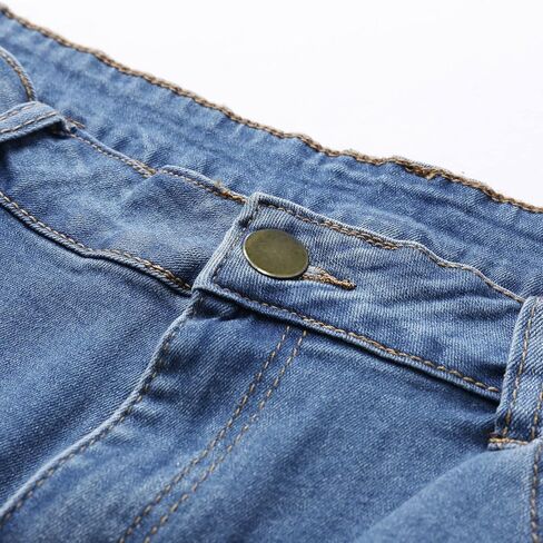 Plus Size Bermuda Shorts for Women Denim High Waisted Jean Shorts Knee Length Stretch Summer Ripped Distressed Pants in Saudi Arabia