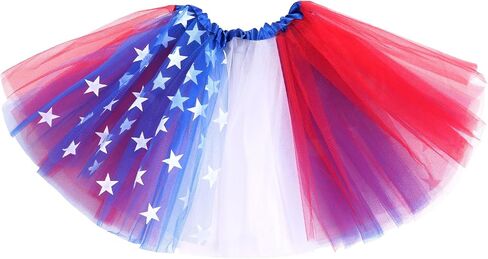4th of July Patriotic Tutu Skirt for Girls, Red White Blue Star Tulle Tutu Skirt, Independence Day Costume in Kuwait