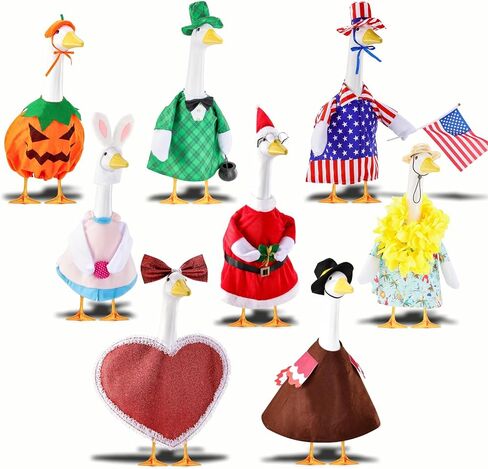 8-Piece Seasonal Lawn Goose Outfits - Holiday Porch Goose Clothes for Easter,4th of July, St. Patrick’s Day,Valentine's Day, Christmas,Themed Costumes for Patio/Yard/Garden Decor in Saudi Arabia