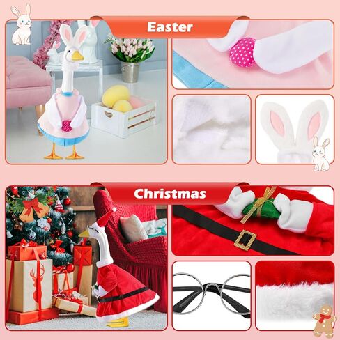 8-Piece Seasonal Lawn Goose Outfits - Holiday Porch Goose Clothes for Easter,4th of July, St. Patrick’s Day,Valentine's Day, Christmas,Themed Costumes for Patio/Yard/Garden Decor in Saudi Arabia