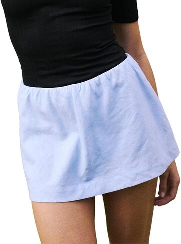 Gozoloma Women's Cotton Linen Skorts Casual Cute A-Line Micro Mini Skirts with Ruffle Inner Waistband in Saudi Arabia