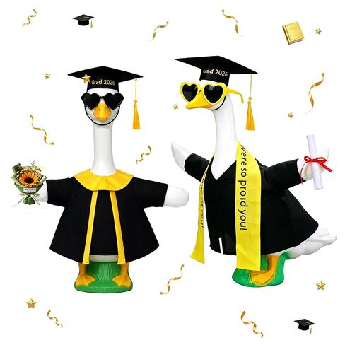 Graduation Porch Goose Outfit for Porch Goose 23 Inch 2026 Graduation Cap and Gown with Flower or Certificate Random, Porch Goose Clothes for Concrete Porch Goose, Garden Yard Patio Decoration 1 Pcs in Saudi Arabia
