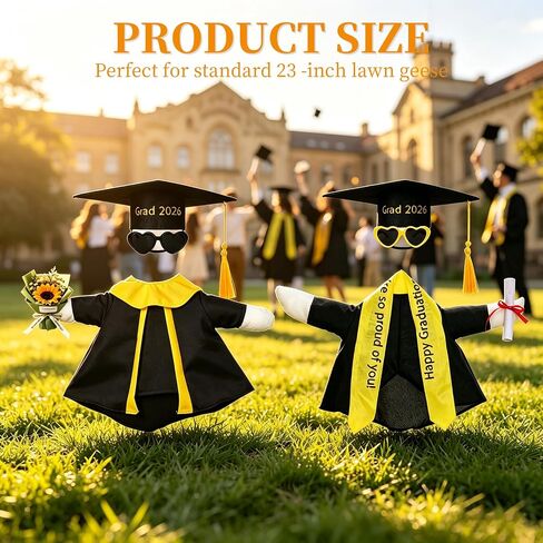 Graduation Porch Goose Outfit for Porch Goose 23 Inch 2026 Graduation Cap and Gown with Flower or Certificate Random, Porch Goose Clothes for Concrete Porch Goose, Garden Yard Patio Decoration 1 Pcs in Saudi Arabia