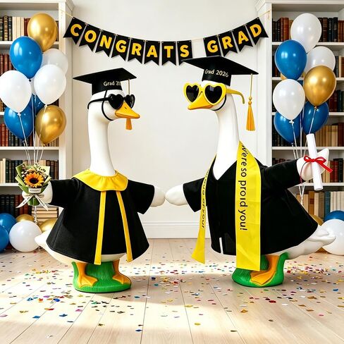 Graduation Porch Goose Outfit for Porch Goose 23 Inch 2026 Graduation Cap and Gown with Flower or Certificate Random, Porch Goose Clothes for Concrete Porch Goose, Garden Yard Patio Decoration 1 Pcs in Saudi Arabia