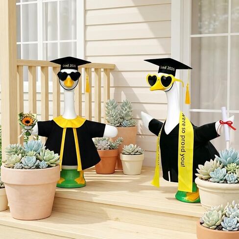 Graduation Porch Goose Outfit for Porch Goose 23 Inch 2026 Graduation Cap and Gown with Flower or Certificate Random, Porch Goose Clothes for Concrete Porch Goose, Garden Yard Patio Decoration 1 Pcs in Saudi Arabia