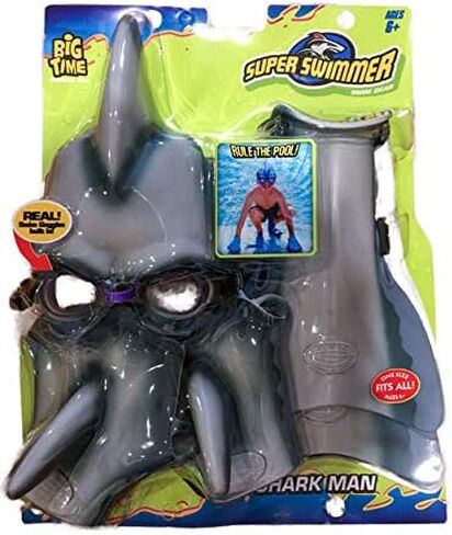 SHARKMAN Super Swimmer Shark Swim Gear for Kids – Great White Mask with Built-in Goggles, Dorsal Fin, Flippers & Web Gloves – NEW Improved Straps & Buckles – Fun Costume Pool Toy Ages 4-12 in Saudi Arabia