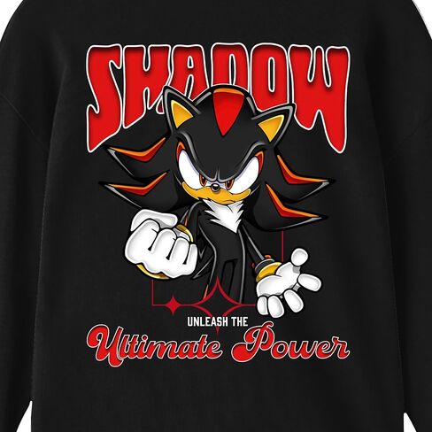 تي شيرت Bioworld Sonic The Hedgehog Shadow المشدود بقبضة الشباب باللون الأسود ورقبة دائرية وأكمام طويلة in Kuwait