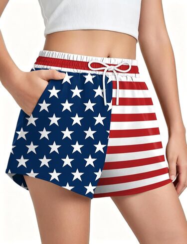 YI XIANG RAN Kids American Flag Shorts Girls Boys USA Print Short Patriotic Stars Stripes Tops 4th of July Outfits Kid 5-14y in Kuwait