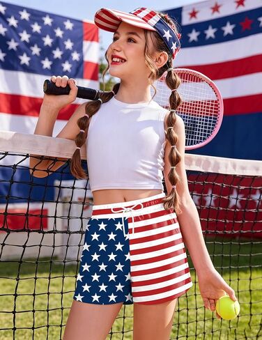 YI XIANG RAN Kids American Flag Shorts Girls Boys USA Print Short Patriotic Stars Stripes Tops 4th of July Outfits Kid 5-14y in Kuwait