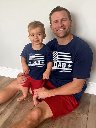 Dad and Son Matching Shirts Boy Dad T-Shirt Daddy and Me Matching Outfits Family Matching Tees Father's Day Tops in Kuwait