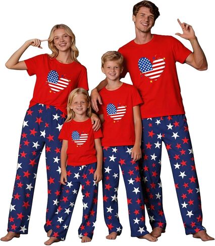 MI X TEE 250th Anniversary American Flag Matching Family Pajamas, 4th of July Shirts Pjs Set, Patriotic Sleepwear for Couples in Saudi Arabia