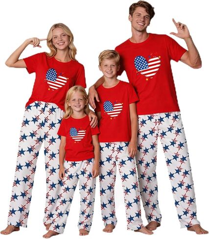 MI X TEE 250th Anniversary American Flag Matching Family Pajamas, 4th of July Shirts Pjs Set, Patriotic Sleepwear for Couples in Saudi Arabia