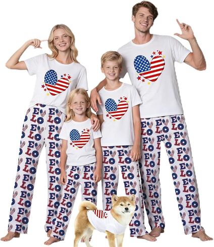 MI X TEE 250th Anniversary American Flag Matching Family Pajamas, 4th of July Shirts Pjs Set, Patriotic Sleepwear for Couples in Saudi Arabia