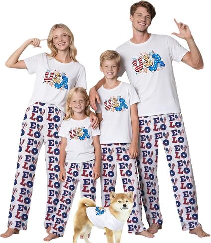 MI X TEE 250th Anniversary American Flag Matching Family Pajamas, 4th of July Shirts Pjs Set, Patriotic Sleepwear for Couples in Saudi Arabia