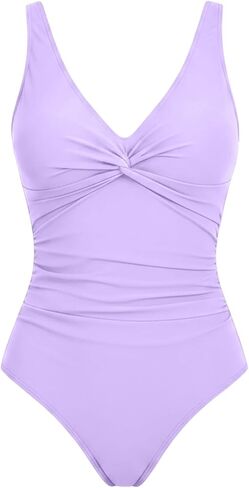 1 Piece Slimming Swimsuit for Women Sexy Tummy Control Bathing Suits Vintage Ruched Push Up Deep V Neck Swimwear in Saudi Arabia