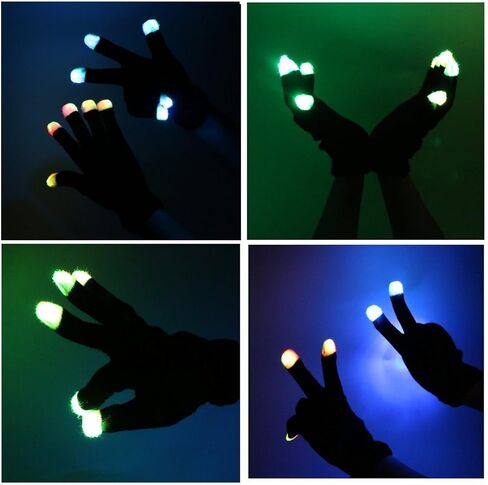 LED Gloves, Controllable Rave Glow Gloves with 6 Light Modes for Kids, Boys Girls, Flashing Party Light Up Gloves for Halloween, Christmas in Kuwait