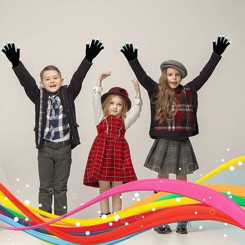 LED Gloves, Controllable Rave Glow Gloves with 6 Light Modes for Kids, Boys Girls, Flashing Party Light Up Gloves for Halloween, Christmas in Kuwait