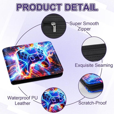 Kids Wallet for Boys, Teen Boys Wallet for Kids Ages 5-14 Leather Bifold Wallets with Coin Pocket ID Window, Christmas Birthday Gift for Kids Boys Teenager Game console in Saudi Arabia