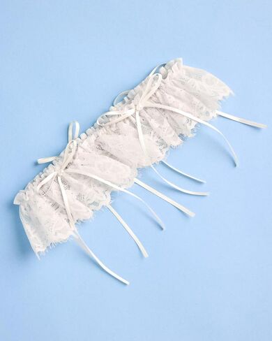 xo, Fetti Lace Bridal Garter + Ivory Pearl Bows | Bride to Be Accessory, Bridal Shower Outfit, Wedding Decorations, Engagement Gift in Kuwait