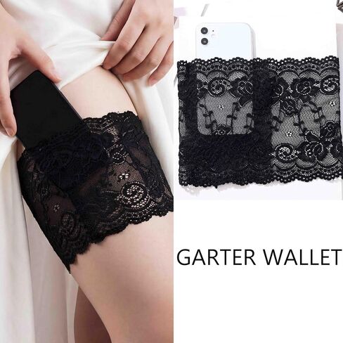 Black Lace Thigh Garter Wallet Lace Leg Band Pocket for Women in Saudi Arabia