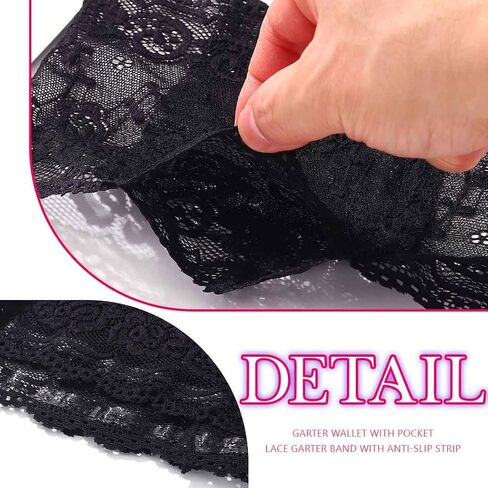 Black Lace Thigh Garter Wallet Lace Leg Band Pocket for Women in Saudi Arabia