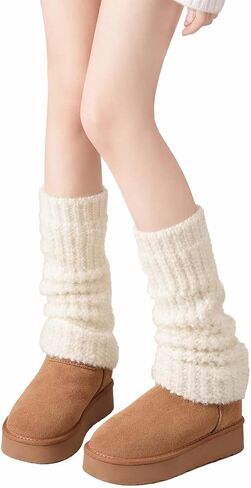 Fuzzy Leg Warmers for Women Fluffy Knit Kawaii Leg Warmers Warm Concert Thick Boot Socks for Winter in Saudi Arabia