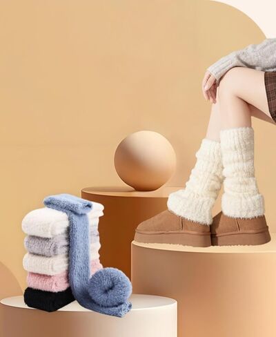 Fuzzy Leg Warmers for Women Fluffy Knit Kawaii Leg Warmers Warm Concert Thick Boot Socks for Winter in Saudi Arabia