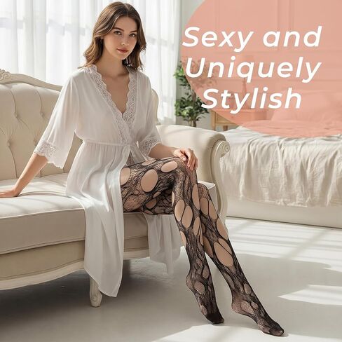 Halloween Women's Ripped Gothic Tights, Irregular Hole Hollow Mesh Tights Stockings, Ripped Fishnet Tight, Stretchy Lace Pantyhose Hosiery for Y2k, Lolita, and Cosplay Party Accessories, Black in Kuwait