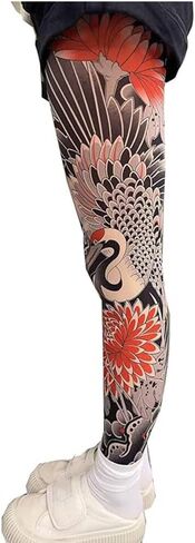 3D Printed Tights Personality Single-leg Printed Stockings Ultra-thin Realistic Tattoos Prints Tights （Single-leg） in Saudi Arabia