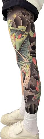 3D Printed Tights Personality Single-leg Printed Stockings Ultra-thin Realistic Tattoos Prints Tights （Single-leg） in Kuwait