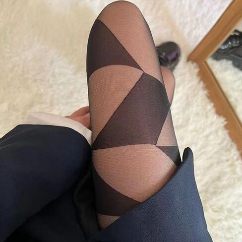 Halloween Square Rhombus Grid Tights Women's Black Sheer Plaid Tights Stockings Y2k Gothic Lace Pantyhose for Women Girls Halloween Cosplay Party Accessories in Saudi Arabia