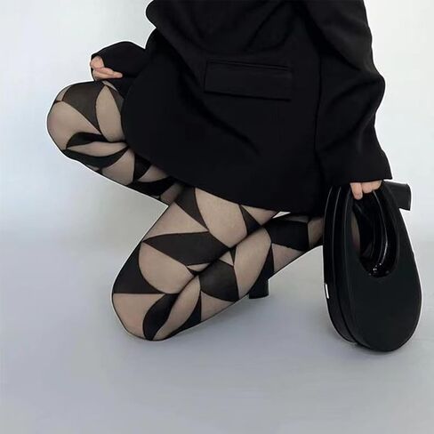 Halloween Square Rhombus Grid Tights Women's Black Sheer Plaid Tights Stockings Y2k Gothic Lace Pantyhose for Women Girls Halloween Cosplay Party Accessories in Saudi Arabia