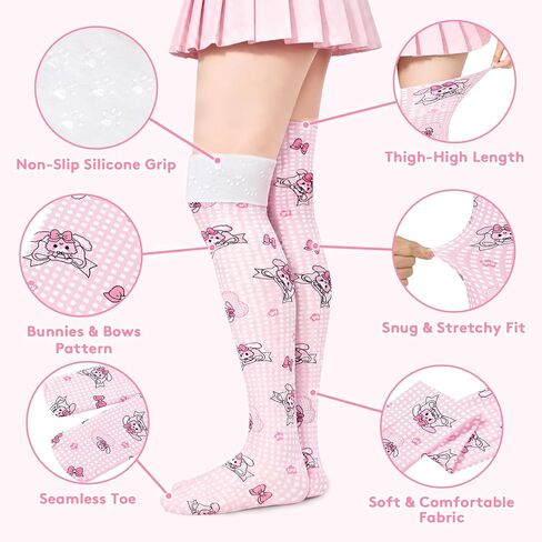 Littleforbig Thigh High Bunnies & Bows Usagi Over the Knee Silk Stockings in Kuwait
