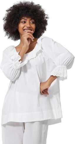 Medieval Gothic Blouse with Lace Puff Sleeves Victorian Steampunk Shirt for Women 100% Cotton Pajamas Top in Kuwait
