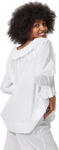 Medieval Gothic Blouse with Lace Puff Sleeves Victorian Steampunk Shirt for Women 100% Cotton Pajamas Top in Kuwait