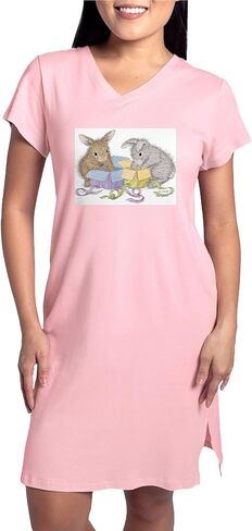 قميص نوم للنساء من CafePress Hoppy Christmas، قميص بيجامة طويل ناعم، بيجامة قطنية/بيجامة باللون الوردي in Kuwait