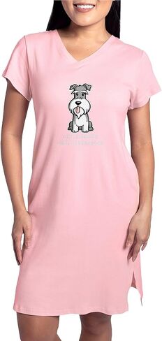 CafePress Life Is Better With A Schnauzer Dark تي شيرت نسائي، قميص بيجامة طويل ناعم، بيجامة/بيجامة قطنية in Kuwait