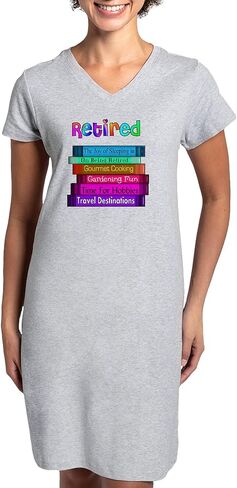 قميص نوم CafePress Retired BOOK STACK للسيدات، قميص بيجامة طويل ناعم، بيجامة/بيجامة قطنية in Kuwait
